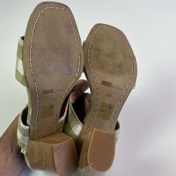 Anthropologie Matiko Teegan Slingback Shoe 39 8.5 Sandal Plaid Fringe Preppy - Picture 13 of 14